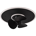 LED Ceiling Light with Fan - Ceiling Fan - Trion Bryan - 30W - Adjustable Color - Remote Control - Dimmable - Round - Matte Black - Metal