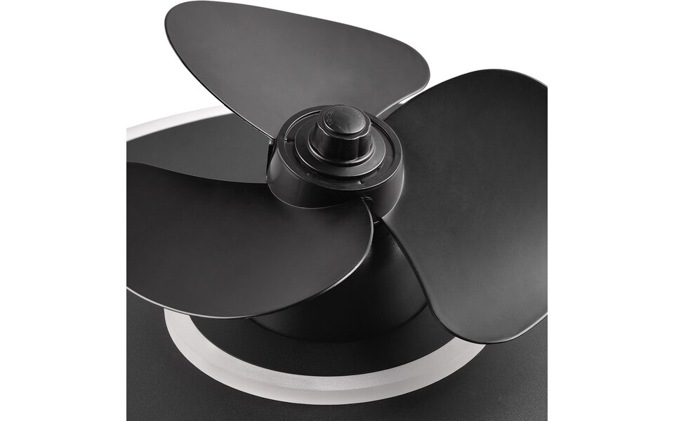 HLW LED LED Ceiling Light with Fan - Ceiling Fan - Trion Bryan - 30W - Adjustable Color - Remote Control - Dimmable - Round - Matte Black - Metal
