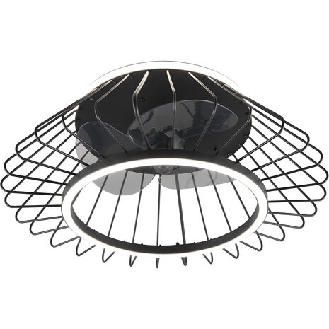 LED Plafondlamp met Ventilator - Plafondventilator - Trion Karla - 30W - Aanpasbare Kleur - Afstandsbediening - Dimbaar - Rond - Mat Zwart - Metaal LED Plafondlamp met Ventilator - Plafondventilator - Trion Karla - 30W - Aanpasbare Kleur - Afstandsbediening - Dimbaar - Rond - Mat Zwart - Metaal
