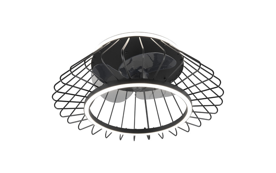 HLW LED LED Plafondlamp met Ventilator - Plafondventilator - Trion Karla - 30W - Aanpasbare Kleur - Afstandsbediening - Dimbaar - Rond - Mat Zwart - Metaal