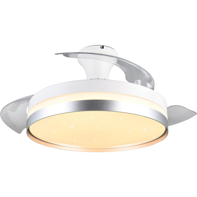 HLW LED LED Plafondlamp met Ventilator - Plafondventilator - Trion Berga - 35W - Aanpasbare Kleur - Afstandsbediening - Dimbaar - Rond - Titaan - Kunststof