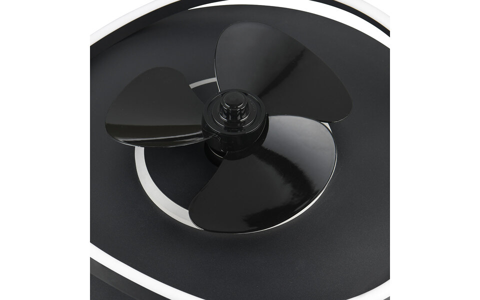 HLW LED LED Plafondlamp met Ventilator - Plafondventilator - Trion Sorti - 30W - Aanpasbare Kleur - Afstandsbediening - Dimbaar - Rond - Mat Zwart - Metaal