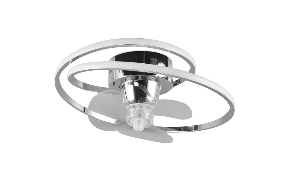 HLW LED LED Plafondlamp met Ventilator - Plafondventilator - Trion Muaz - 38W - Aanpasbare Kleur - Afstandsbediening - Dimbaar - Rond - Chroom - Metaal