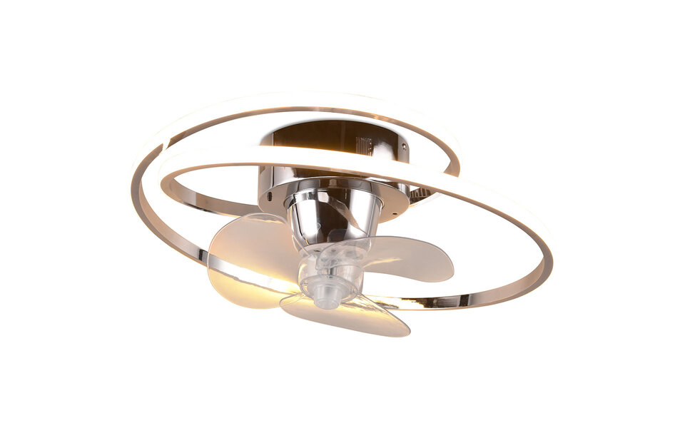 HLW LED LED Plafondlamp met Ventilator - Plafondventilator - Trion Muaz - 38W - Aanpasbare Kleur - Afstandsbediening - Dimbaar - Rond - Chroom - Metaal