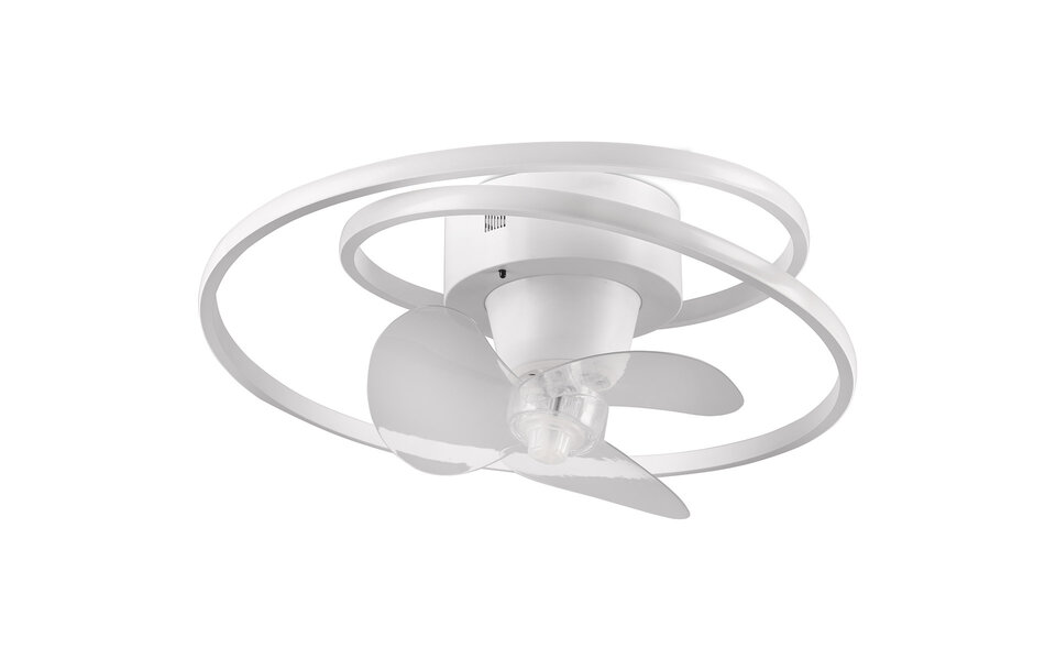 HLW LED LED Ceiling Light with Fan - Ceiling Fan - Trion Muaz - 38W - Adjustable Color - Remote Control - Dimmable - Round - Matte White - Metal