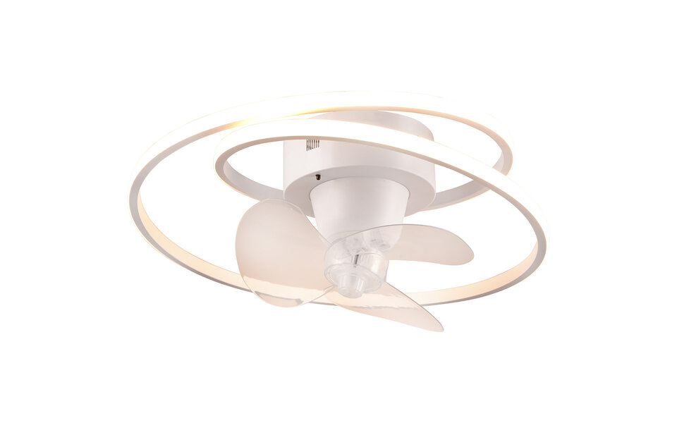 HLW LED LED Ceiling Light with Fan - Ceiling Fan - Trion Muaz - 38W - Adjustable Color - Remote Control - Dimmable - Round - Matte White - Metal