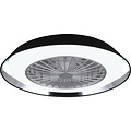 LED Plafondlamp met Ventilator - Plafondventilator - Trion Berga - 30W - Aanpasbare Kleur - Afstandsbediening - Dimbaar - Rond - Zwart - Kunststof