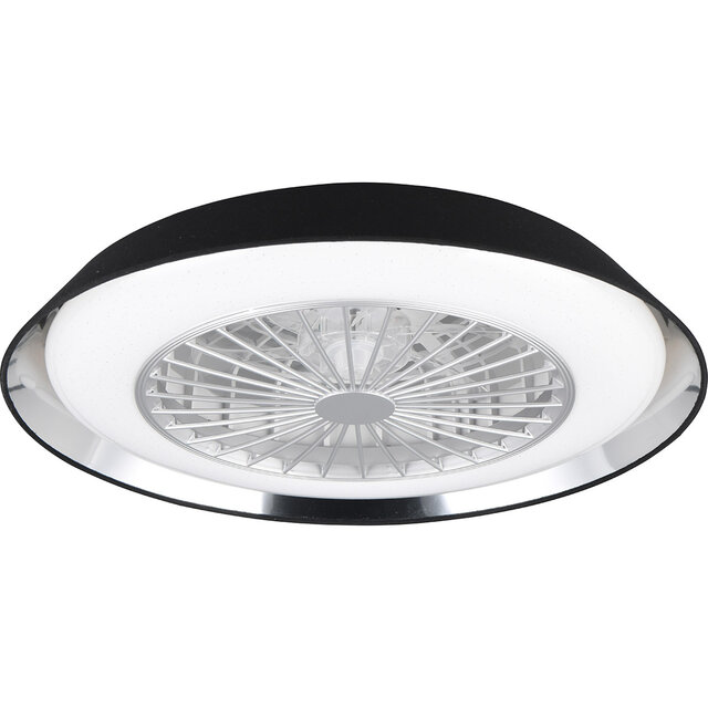 HLW LED LED Plafondlamp met Ventilator - Plafondventilator - Trion Berga - 30W - Aanpasbare Kleur - Afstandsbediening - Dimbaar - Rond - Zwart - Kunststof
