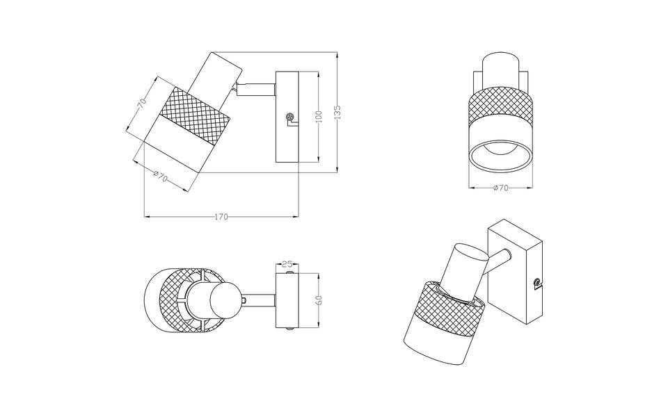 HLW LED LED Wandspot - Trion Dandini - E14 Fitting - 1-lichts - Rond - Mat Zwart - Metaal HLW LED LED Wandspot - Trion Dandini - E14 Fitting - 1-lichts - Rond - Mat Zwart - Metaal
