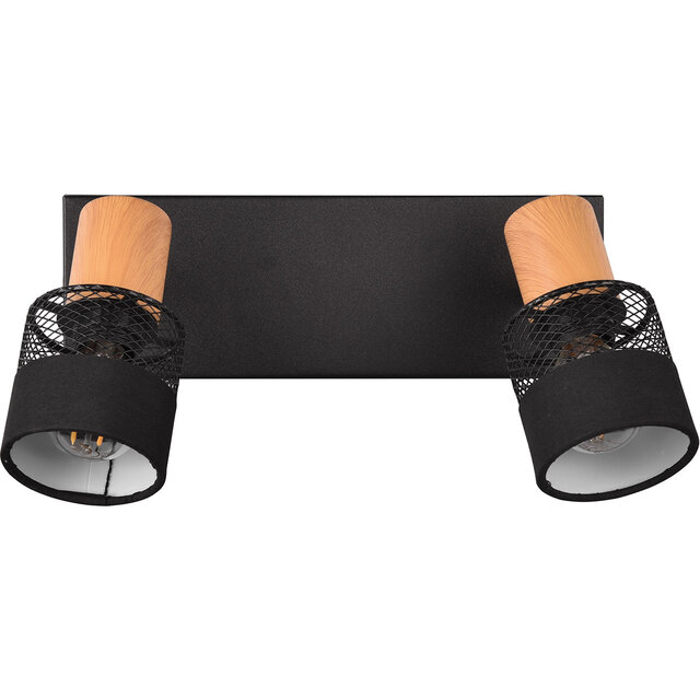 Mat zwarte LED plafondspot met 2 lichtpunten en E14 fitting geschikt tot 10W Mat zwarte LED plafondspot met 2 lichtpunten en E14 fitting geschikt tot 10W