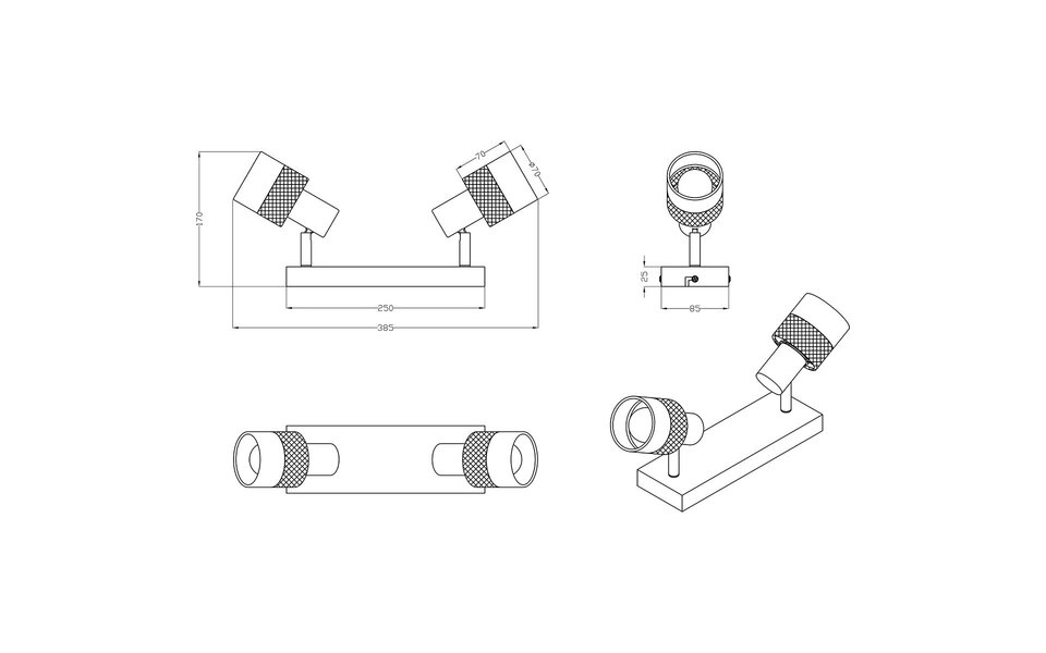 HLW LED LED Plafondspot - Trion Dandini - E14 Fitting - 2-lichts - Rond - Mat Zwart - Metaal HLW LED LED Plafondspot - Trion Dandini - E14 Fitting - 2-lichts - Rond - Mat Zwart - Metaal