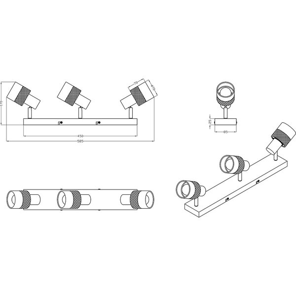 HLW LED LED Plafondspot - Trion Dandini - E14 Fitting - 3-lichts - Rond - Mat Zwart - Metaal HLW LED LED Plafondspot - Trion Dandini - E14 Fitting - 3-lichts - Rond - Mat Zwart - Metaal