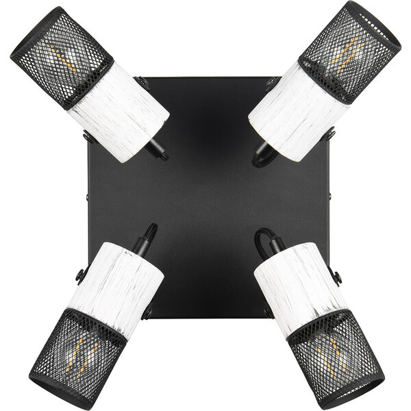 HLW LED LED Plafondspot - Trion Josh - E14 Fitting - 4-lichts - Rond - Zwart Wit - Metaal HLW LED LED Plafondspot - Trion Josh - E14 Fitting - 4-lichts - Rond - Zwart Wit - Metaal