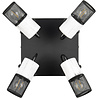 Zwart-witte LED plafondspot met 4 E14 fittingen en maximaal 15W vermogen