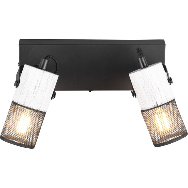 HLW LED LED Wandspot - Trion Josh - E14 Fitting - 2-lichts - Rond - Zwart Wit - Metaal