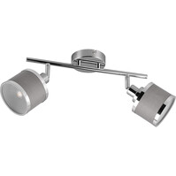 LED ceiling spotlight Trion Arona – 2x E14, chrome & gray textile