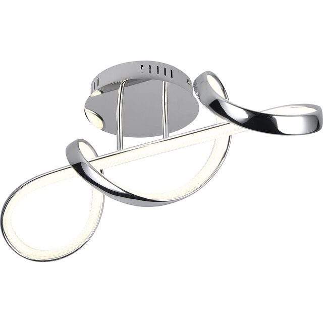 HLW LED LED Plafondlamp - Plafondverlichting - Trion Pudia - 28W - Natuurlijk Wit 4000K - Dimbaar - Rond - Glans Chroom - Metaal