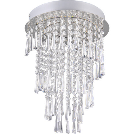 LED Plafondlamp - Plafondverlichting - Trion Mop - 18W  - Dimbaar - Aanpasbare Kleur - Afstandsbediening - Rond - Chroom - Metaal