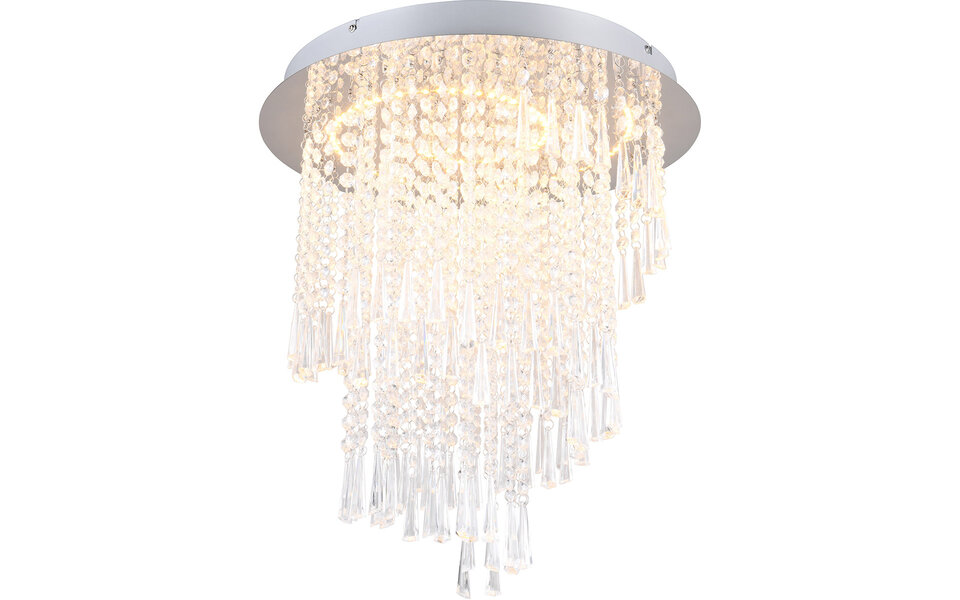 HLW LED LED Plafondlamp - Plafondverlichting - Trion Mop - 30W  - Dimbaar - Aanpasbare Kleur - Afstandsbediening - Rond - Chroom - Metaal