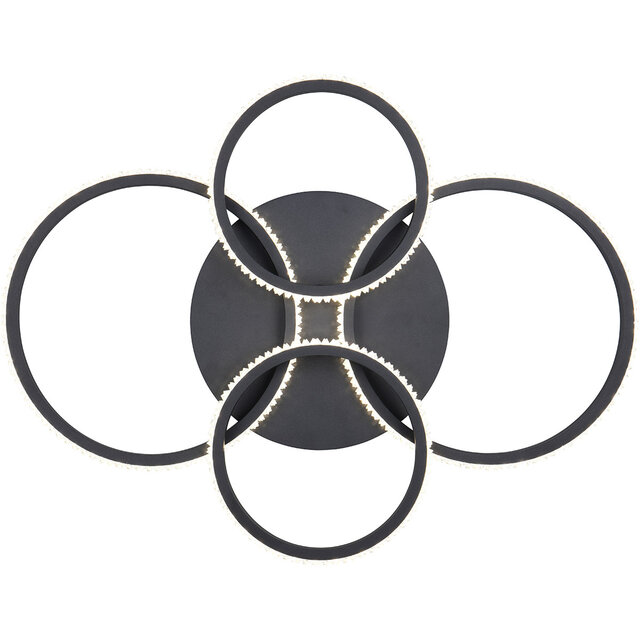 HLW LED LED Plafondlamp - Plafondverlichting - Trion Serai - 27W - Natuurlijk Wit 4000K - Dimbaar - Rond - Mat Zwart - Metaal