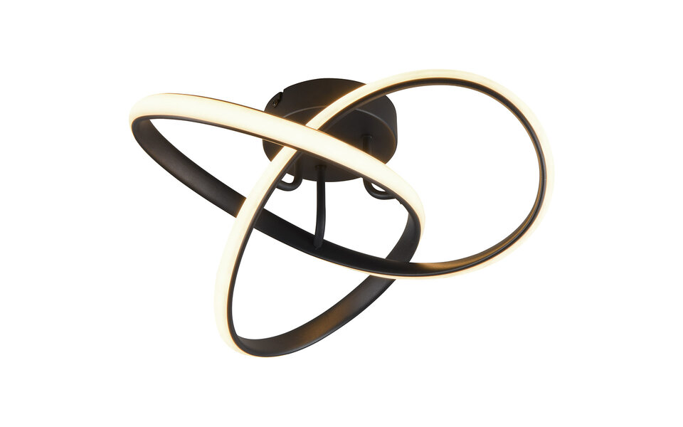 HLW LED LED Ceiling Lamp - Ceiling Lighting - Trion Meteo - 15W - Warm White 3000K - Matte Black - Metal