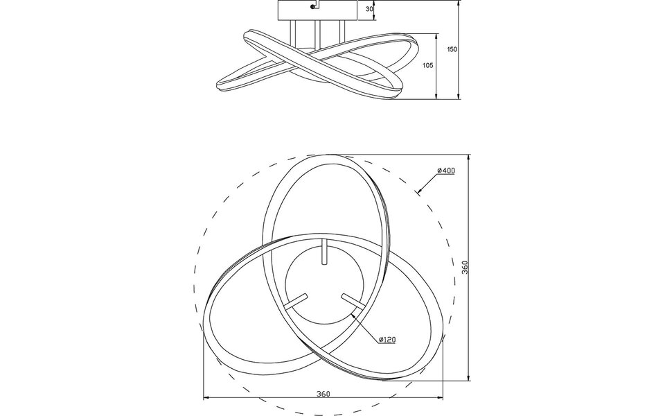 HLW LED LED Ceiling Lamp - Ceiling Lighting - Trion Meteo - 15W - Warm White 3000K - Matte Black - Metal