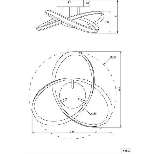 HLW LED LED Ceiling Light - Ceiling Lighting - Trion Meteo - 15W - Warm White 3000K - Matte Titanium - Metal