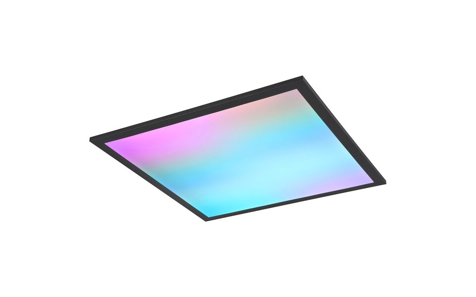 HLW LED LED Plafondlamp - Plafondverlichting - Trion Atex - 18W - RGBW - Dimbaar - Aanpasbare Kleur - Afstandsbediening - Nachtlamp - Mat Zwart - Metaal