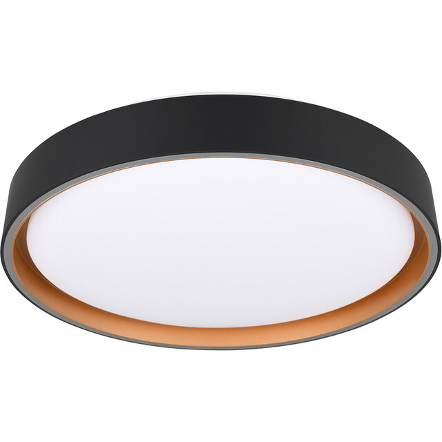 Trion Felix LED plafondlamp 24W zwart-goud dimbaar Verlichting per ruimte