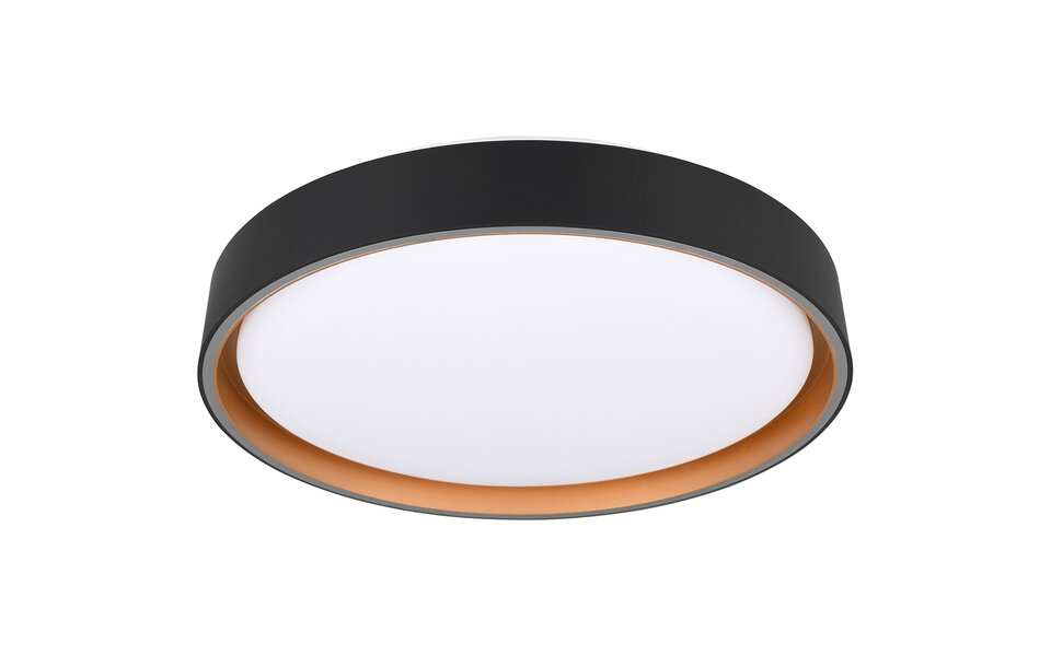 HLW LED LED Plafondlamp - Trion Felix - 24W - Aanpasbare Kleur - Dimbaar - Afstandsbediening - Rond - Zwart Goud - Kunststof