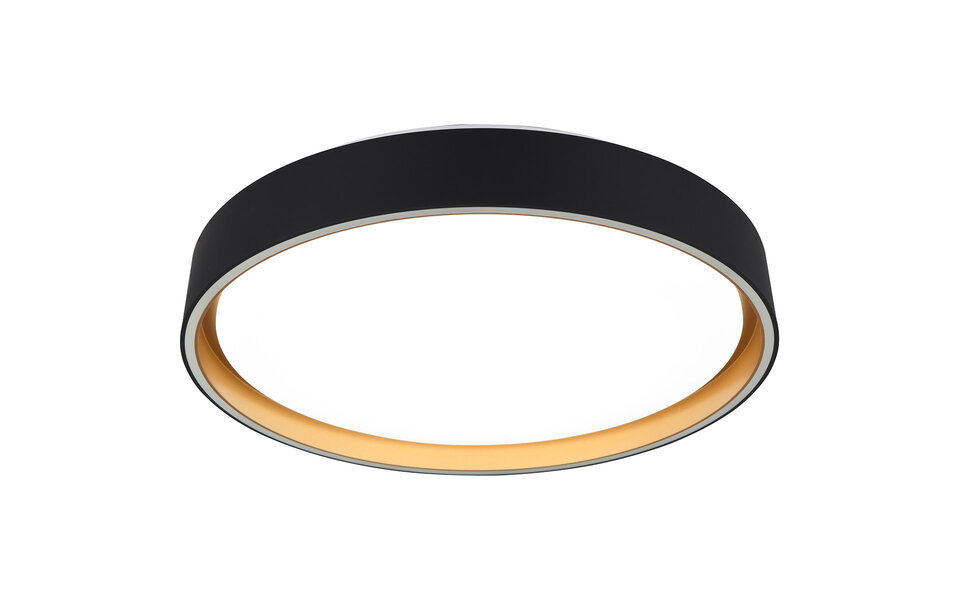 HLW LED LED Ceiling Lamp - Trion Felix - 24W - Adjustable Color - Dimmable - Remote Control - Round - Black Gold - Plastic