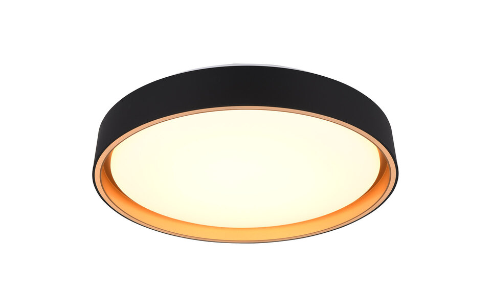 HLW LED LED Plafondlamp - Trion Felix - 24W - Aanpasbare Kleur - Dimbaar - Afstandsbediening - Rond - Zwart Goud - Kunststof