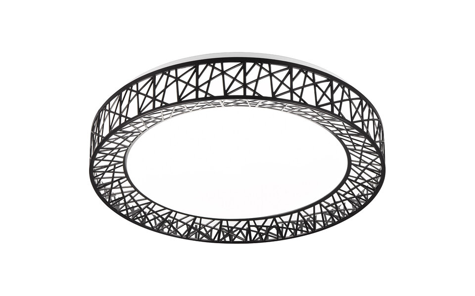 HLW LED LED Plafondlamp - Trion Lester - 40W - Aanpasbare Kleur - Dimbaar - Afstandsbediening - Rond - Zwart - Kunststof