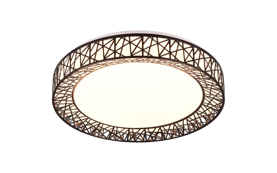 HLW LED LED Plafondlamp - Trion Lester - 40W - Aanpasbare Kleur - Dimbaar - Afstandsbediening - Rond - Zwart - Kunststof