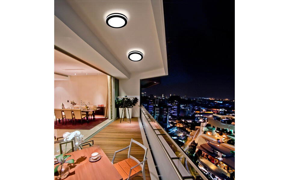 HLW LED LED Ceiling Light - Kozolux Scarly - 30W 2700lm - Bright/Cool White 6400K - IP65 - Round - Black