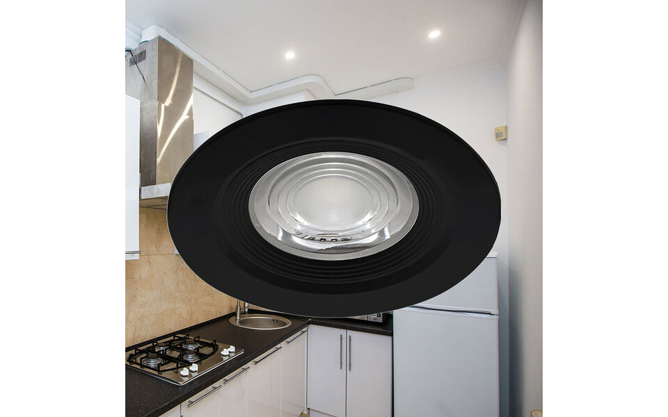 HLW LED LED Recessed Spotlight - Brinton - 7W 630lm 38D - IP54 Waterproof - 840 Natural White 4000K - Round - Black