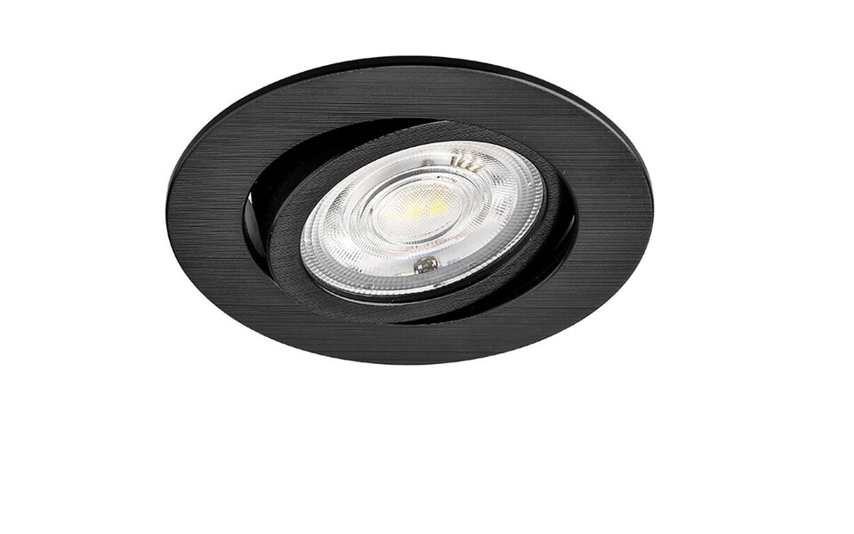 HLW LED LED Recessed Spotlight - Brinton - 7W 630lm 38D - Dimmable - 830 Warm White 3000K - Round - Black