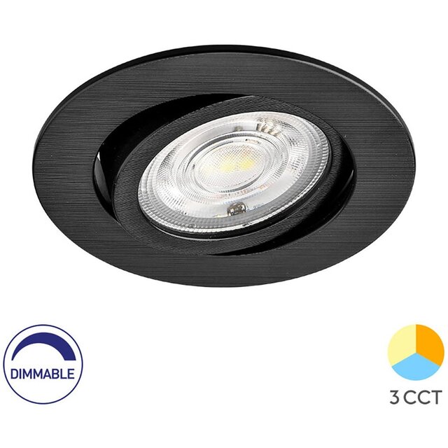 Zwarte ronde LED inbouwspot 7W dimbaar warm wit licht 3000K 630 lumen Zwarte ronde LED inbouwspot 7W dimbaar warm wit licht 3000K 630 lumen