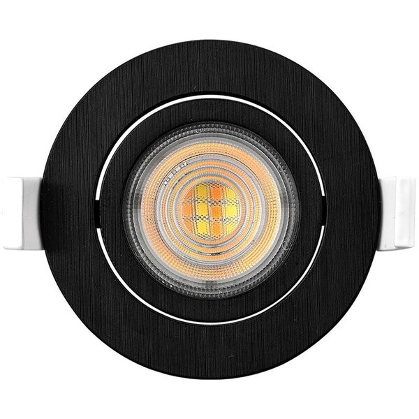 HLW LED LED Inbouwspot - Brinton - 7W 630lm 38D - Dimbaar - 830 Warm Wit 3000K - Rond - Zwart HLW LED LED Inbouwspot - Brinton - 7W 630lm 38D - Dimbaar - 830 Warm Wit 3000K - Rond - Zwart