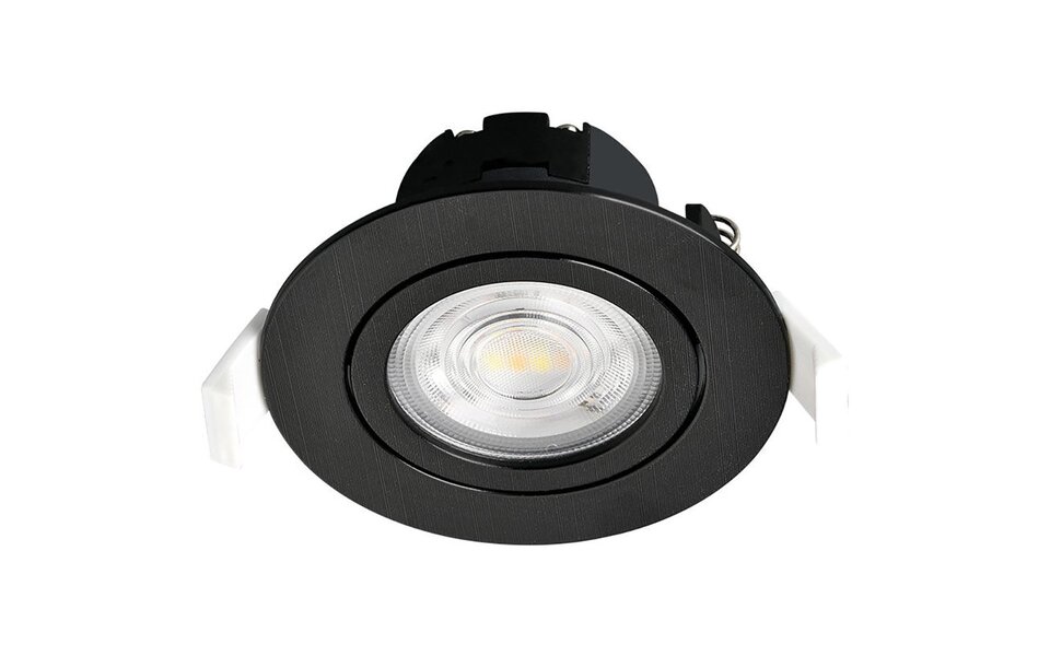 HLW LED LED Recessed Spotlight - Brinton - 7W 630lm 38D - Dimmable - 830 Warm White 3000K - Round - Black