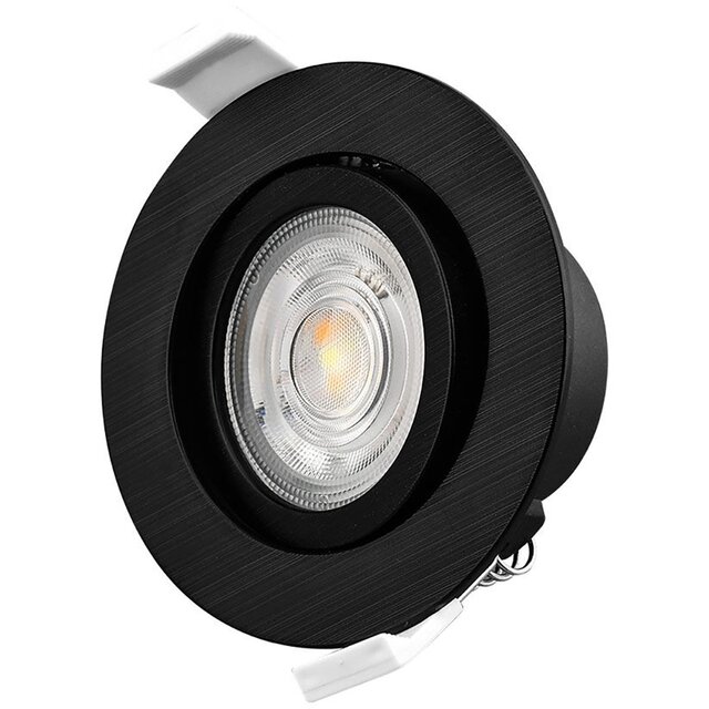 HLW LED LED Recessed Spotlight - Brinton - 7W 630lm 38D - Dimmable - 830 Warm White 3000K - Round - Black