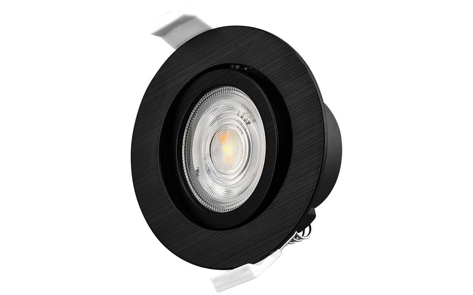 HLW LED LED Inbouwspot - Brinton - 7W 630lm 38D - Dimbaar - 830 Warm Wit 3000K - Rond - Zwart HLW LED LED Inbouwspot - Brinton - 7W 630lm 38D - Dimbaar - 830 Warm Wit 3000K - Rond - Zwart