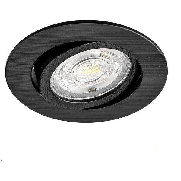 HLW LED LED Inbouwspot - Brinton - 7W 630lm 38D - Dimbaar - 865 Helder/Koud Wit 6500K - Rond - Zwart