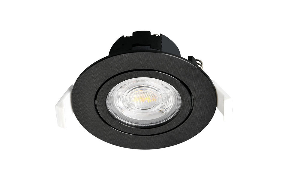 HLW LED LED Recessed Spotlight - Brinton - 7W 630lm 38D - Dimmable - 865 Bright/Cool White 6500K - Round - Black