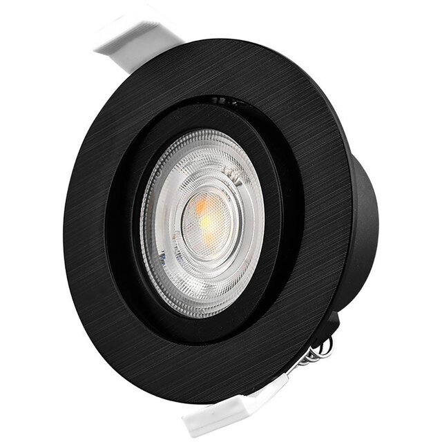 HLW LED LED Recessed Spotlight - Brinton - 7W 630lm 38D - Dimmable - 865 Bright/Cool White 6500K - Round - Black
