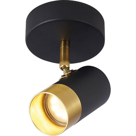 LED Plafondspot - Brinton Tronta - GU10 Fitting - 1-lichts - Kantelbaar - Rond - Zwart/Goud LED Plafondspot - Brinton Tronta - GU10 Fitting - 1-lichts - Kantelbaar - Rond - Zwart/Goud