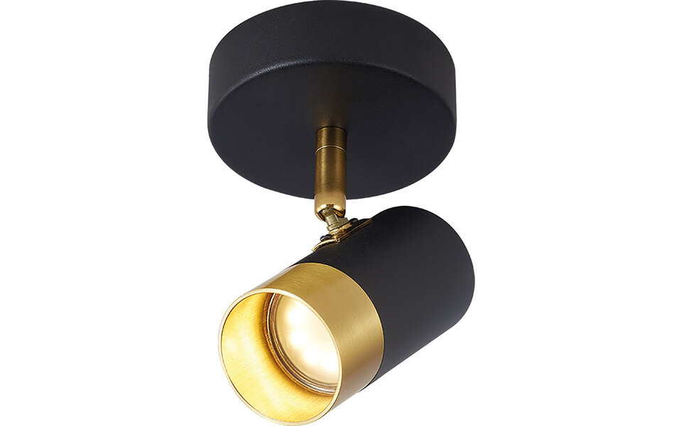 HLW LED LED Ceiling Spotlight - Brinton Tronta - GU10 Fitting - 1-light - Tiltable - Round - Black/Gold