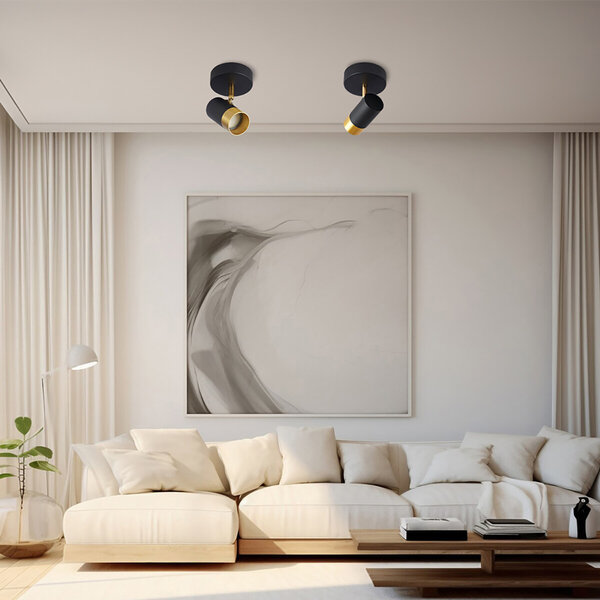 HLW LED LED Plafondspot - Brinton Tronta - GU10 Fitting - 1-lichts - Kantelbaar - Rond - Zwart/Goud HLW LED LED Plafondspot - Brinton Tronta - GU10 Fitting - 1-lichts - Kantelbaar - Rond - Zwart/Goud