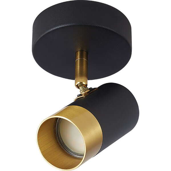 HLW LED LED Plafondspot - Brinton Tronta - GU10 Fitting - 1-lichts - Kantelbaar - Rond - Zwart/Goud HLW LED LED Plafondspot - Brinton Tronta - GU10 Fitting - 1-lichts - Kantelbaar - Rond - Zwart/Goud