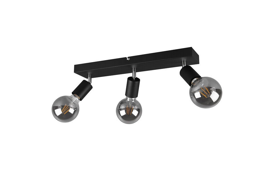 HLW LED LED Plafondspot - Trion Zuncka - E27 Fitting - 3-lichts - Rechthoek - Mat Zwart - Aluminium